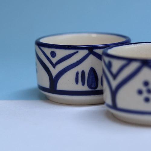 Handcrafted Blue Pottery Dip Bowls - Set of 2