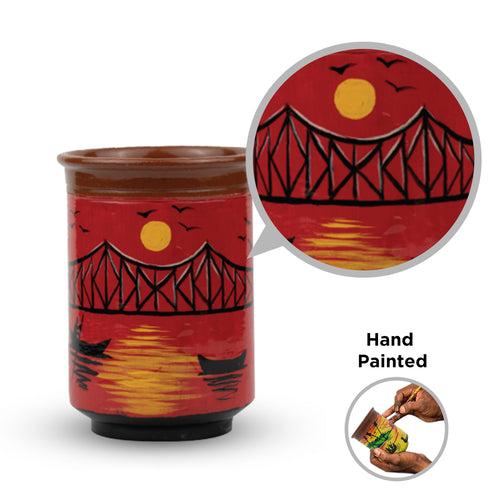 'Shaam Ki Chai Aur Bridge Ki Hawa' Hand Painted Terracotta Kulhad