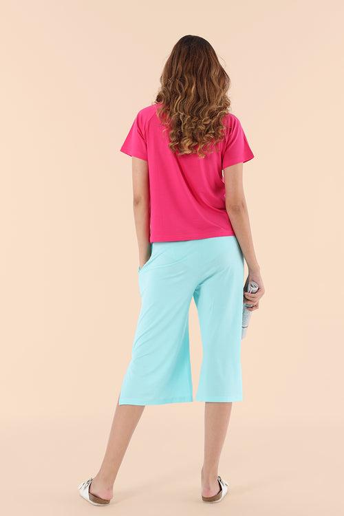 Insanely Soft Colourblock TENCEL™ Modal Culotte Set - Pop Pink + Icy Blue