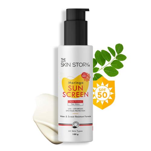 Broad Spectrum Sunscreen | UVA & UVB Protection | All Skin Types | SPF 50 | Moringa Oil | 100g