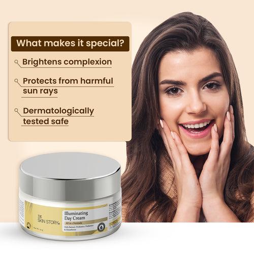 Illuminating Day Cream | For Even Skin Tone & Glow | For Normal & Sensitive Skin |  With SPF 15 | Glutathione & Retinol | 50g