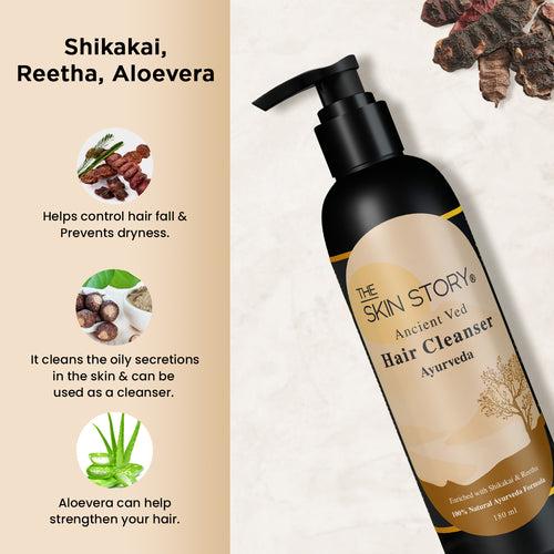 The Skin Story Ayurvedic Hair Shampoo | Amla, Brahmi & Bhringraj | 100% All Natural, 180 ml