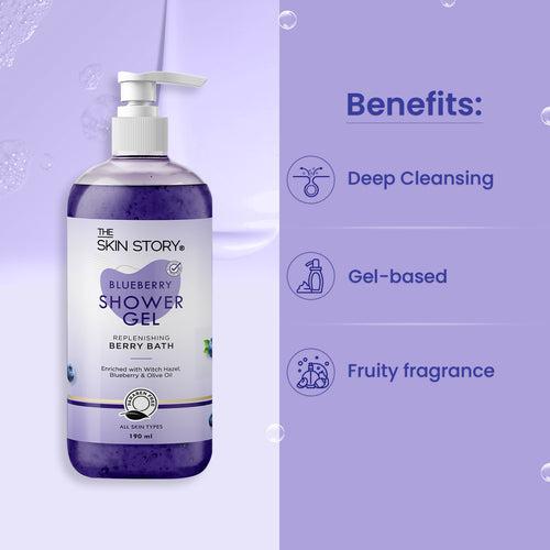 Refreshing Shower Gel | All Skin Types | Infused with Blueberry & Shea Butter | 190ml