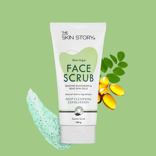 Exfoliating Face Scrub for Blackheads & Whiteheads | Sensitive & Normal Skin | Gentle Scrub | Moringa | 100g