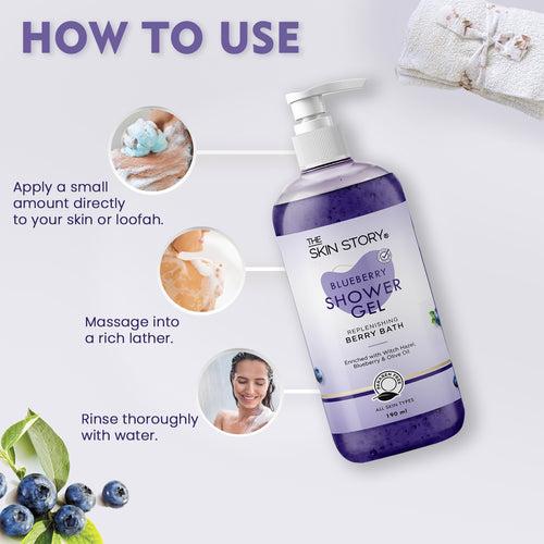 Refreshing Shower Gel | All Skin Types | Infused with Blueberry & Shea Butter | 190ml