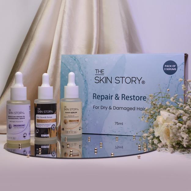 The Skin Story 3in1 Haircare Gift Set | Moroccan Oil Serum | Hair Growth Serum | Hair Serum- anti frizz