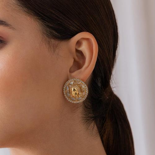 Mini Angelic Realm Stud Earrings - Gold Plated