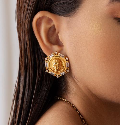 Kismet's Knight Stud Earrings - Gold Plated