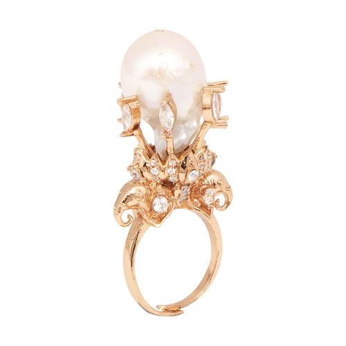 Pearlite Moon Ring