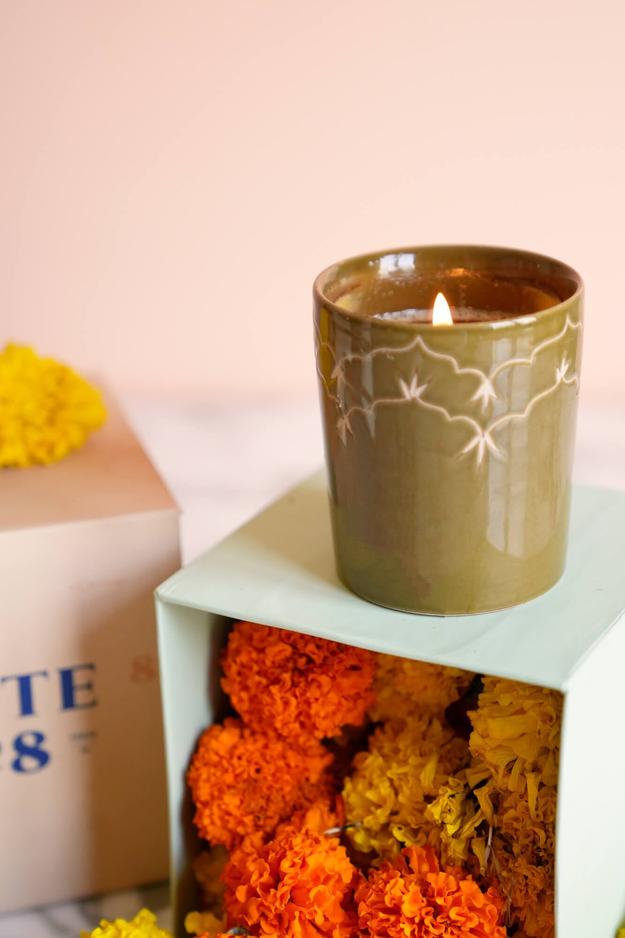 Temple Candle Gift Box - Copper Green