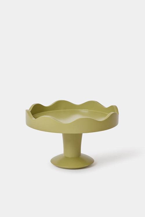Scalloped Service Stand - Olive