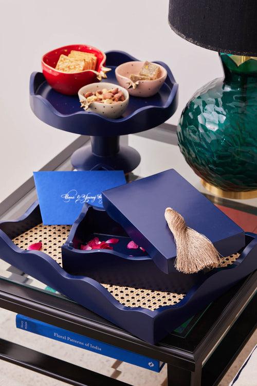 Scalloped Service Stand - Azure