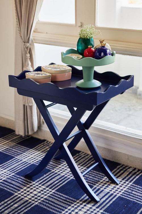 Scalloped Tray Table - Azure