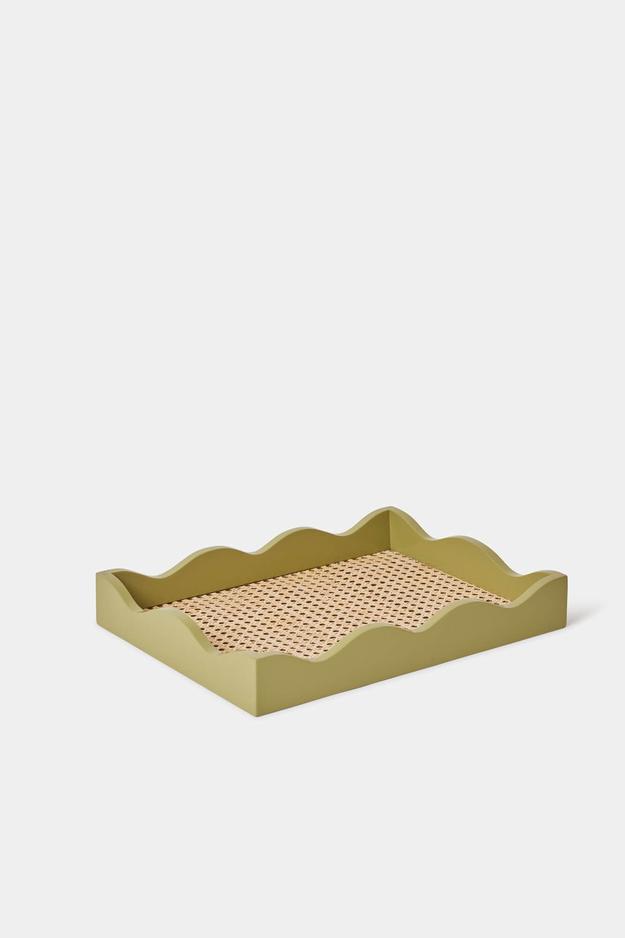 Scalloped Tray - Olive