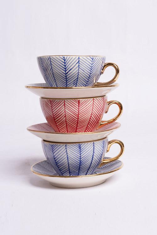 Chevron Teacup Set of 2 - Red