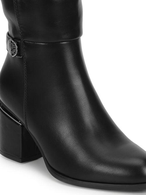 Black PU Block Long Boots (TC-219557-11-BLK)