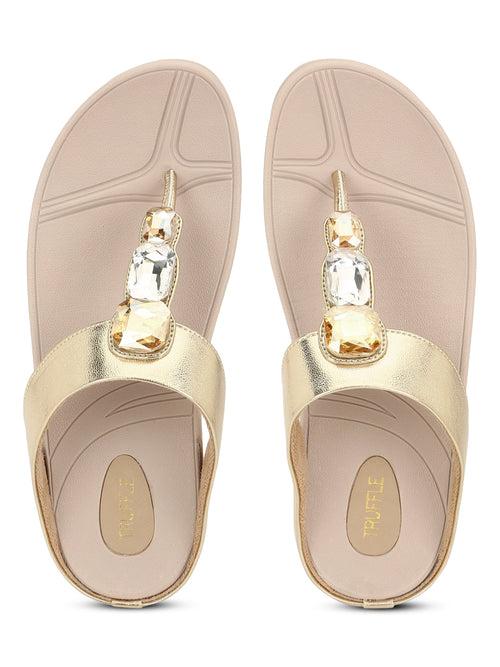 Gold PU Comfort Flats (TC-CD-804-GLD)