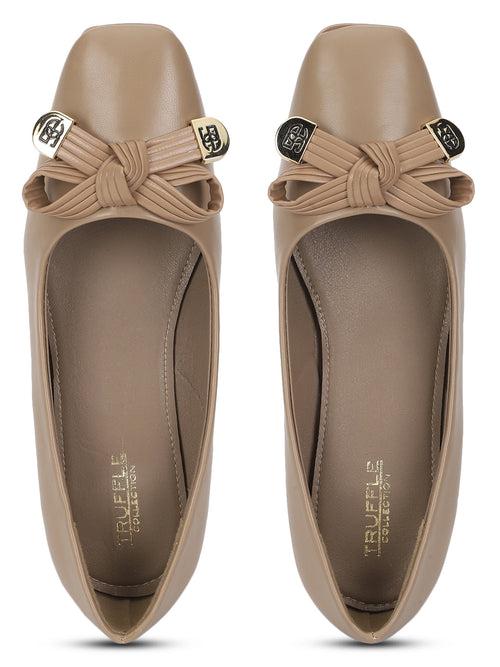 Beige PU Block Ballerina Sandals (TC-D09159-BEIG)