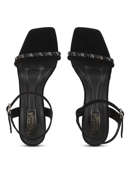 Black Suede Stiletto Sandals (TC-REN-N1261-BLK)