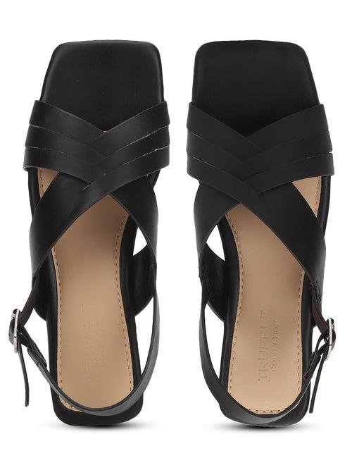 Black PU Flats Sandals (TC-ST-001-BLK)