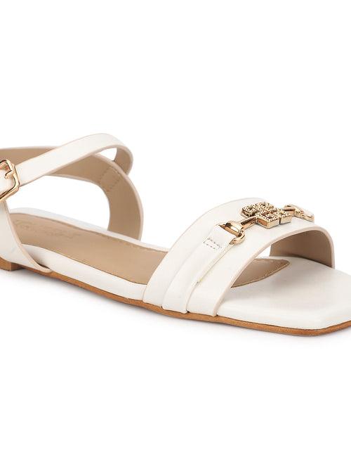 White PU Flats Sandals (TC-ST-005-WHT)