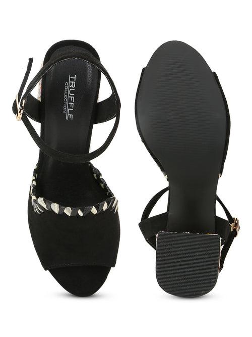 Black Suede Block Sandals (TC-A3178-BLK)