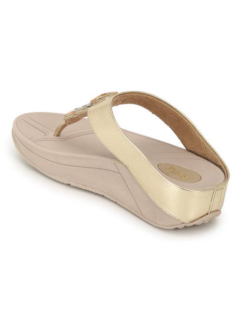 Gold PU Comfort Flats (TC-CD-804-GLD)