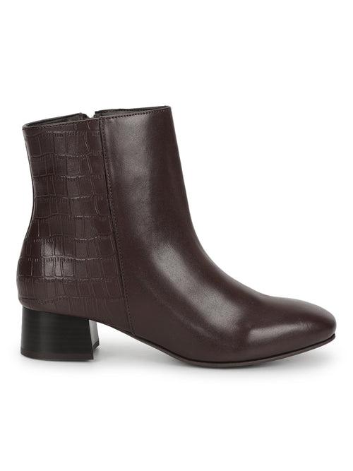 Brown PU Block Ankle Boots (TC-20884-BRO)