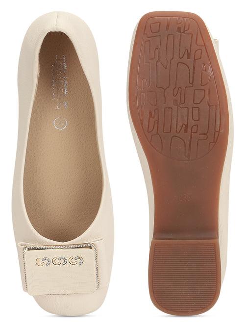 Beige PU Ballerina Flats (TC-RS3631-BEIG)