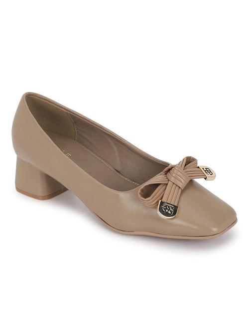 Beige PU Block Ballerina Sandals (TC-D09159-BEIG)