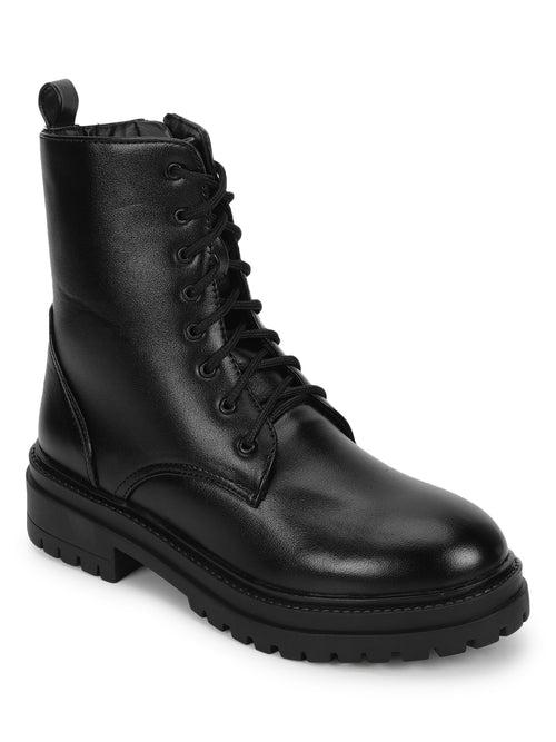 Black PU Block Ankle Boots (TC-1011-BLK)
