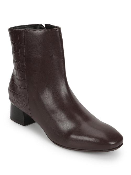 Brown PU Block Ankle Boots (TC-20884-BRO)