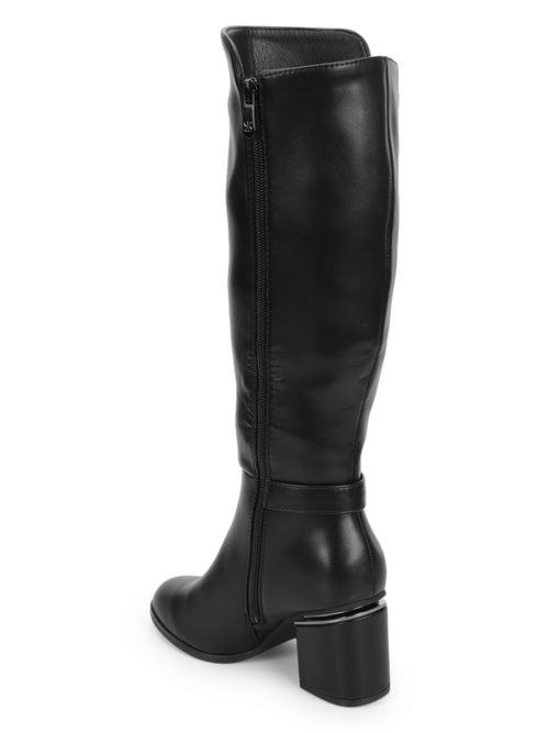 Black PU Block Long Boots (TC-219557-11-BLK)