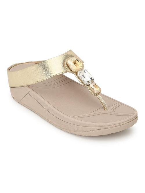 Gold PU Comfort Flats (TC-CD-804-GLD)