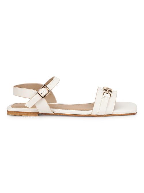 White PU Flats Sandals (TC-ST-005-WHT)