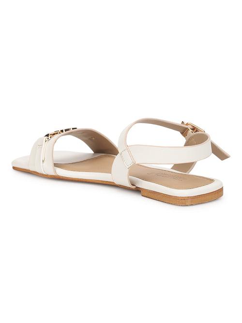 White PU Flats Sandals (TC-ST-005-WHT)
