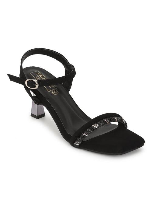 Black Suede Stiletto Sandals (TC-REN-N1261-BLK)