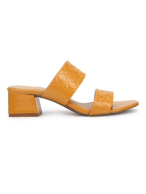 Mustard Patent Textured Low Heel Mules (TC-RLST21-MST)