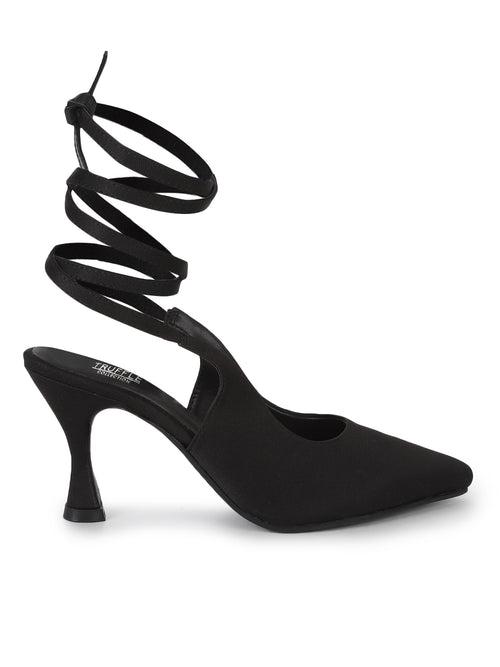 Black Lycra Stiletto Sandals (TC-ST-1240-BLK)