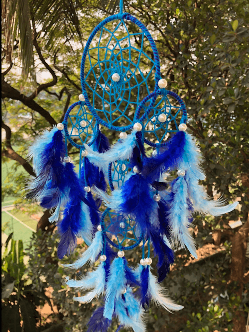 Blue 4 Tier Dream Catcher with Pretty Lights