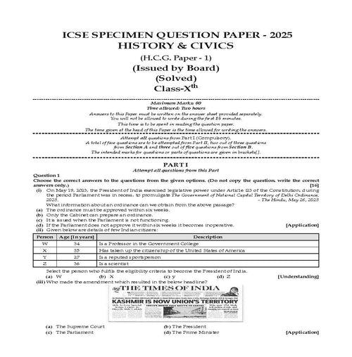 ICSE Question Bank Class 10 History & Civics | Chapterwise | Topicwise | Solved Papers | For 2025 Board Exams
