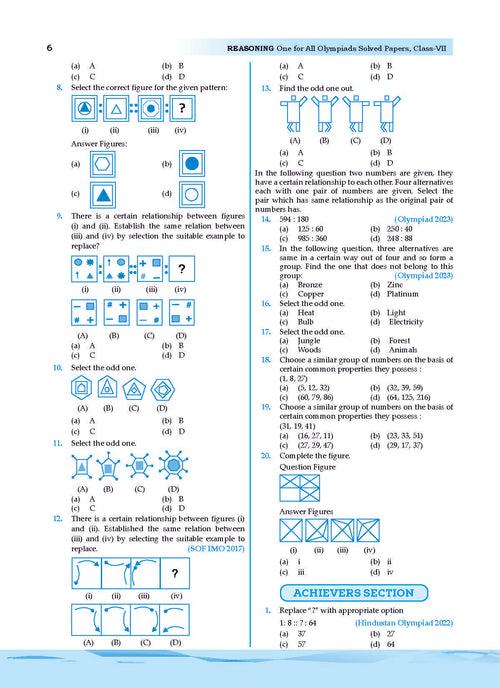 One For All Olympiad Previous Years' Solved Papers Class 7 (Set of 6 Books) Maths, English, Science, Reasoning, Cyber & General Knowledge (For 2024-25 Exam)