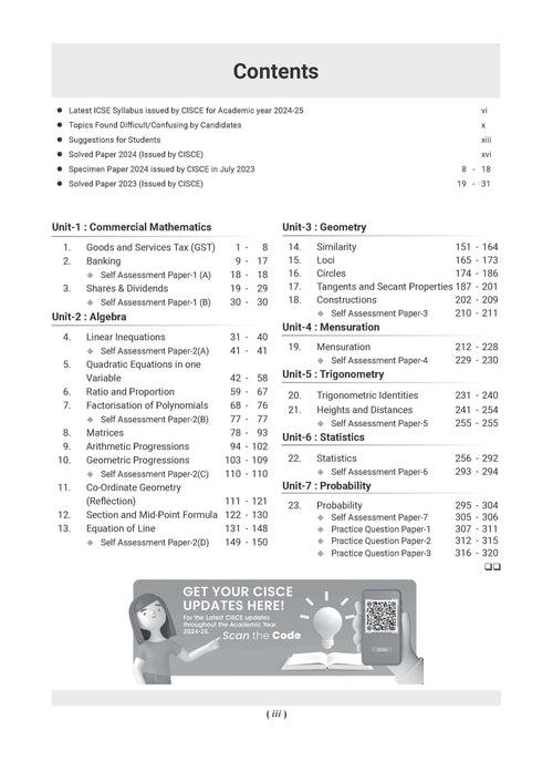 ICSE Question Bank Class 10 Mathematics | Chapterwise | Topicwise | Solved Papers | For 2025 Board Exams