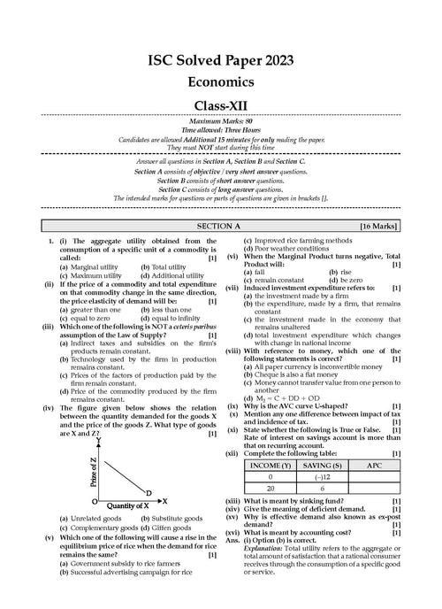 ISC 10 Previous Years' Solved Papers Class-12 Commerce | Year-Wise 2014-2024 | Accounts, Economics, Business studies, commerce, English 1, Maths, Hindi, Computer science For 2025 Board Exam