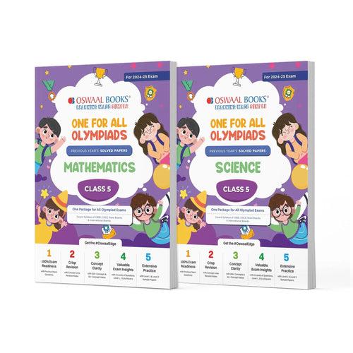 One For All Olympiad Previous Years' Solved Papers Class 5 (Set of 2 Books) Maths & Science for 2024-25 Exam