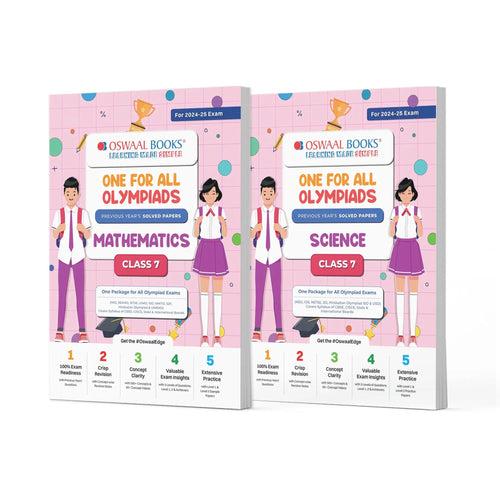 One For All Olympiad Previous Years' Solved Papers Class 7 (Set of 2 Books) Maths & Science for 2024-25 Exam