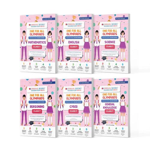 One For All Olympiad Previous Years' Solved Papers Class 7 (Set of 6 Books) Maths, English, Science, Reasoning, Cyber & General Knowledge (For 2024-25 Exam)