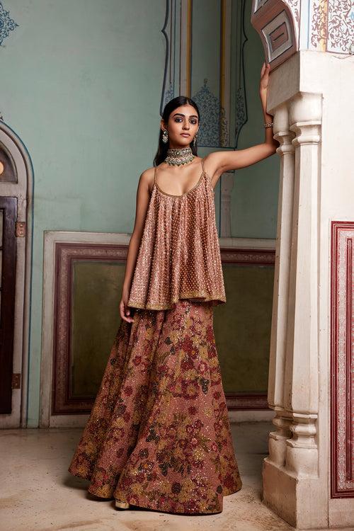 Gharara And Flared Top Set With An Optional  Jacket