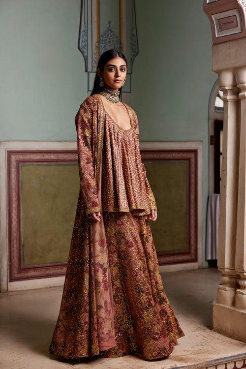 Gharara And Flared Top Set With An Optional  Jacket