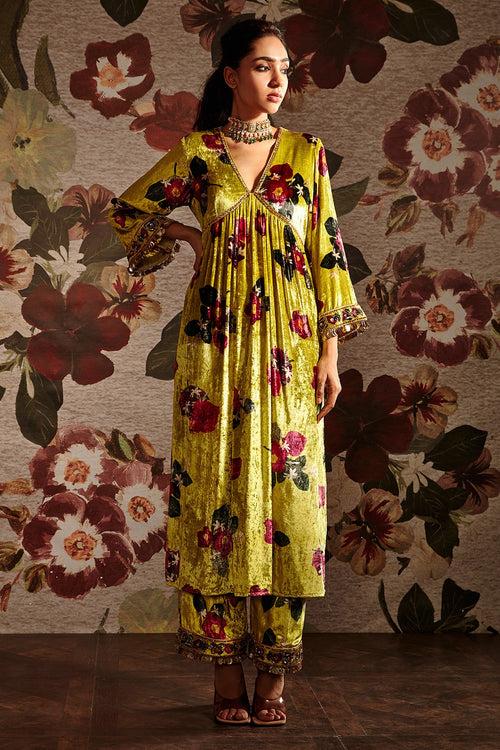 V Neck Kaftan With Pants